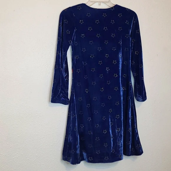 NWT WonderWoman Velour Blue Gold/Red Glitter Embroidered Logo Dress Girl Sz 6/6X - Picture 3 of 12